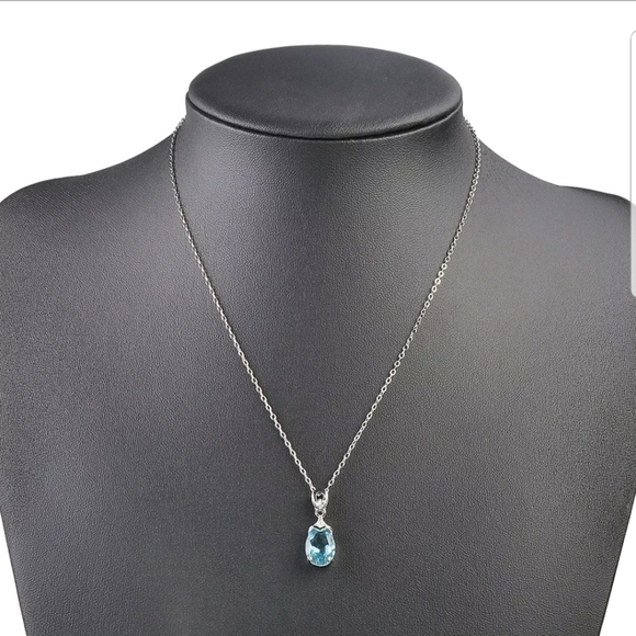 New Gorgeous blue Aquamarine silver alloy necklace - Picture 2 of 2